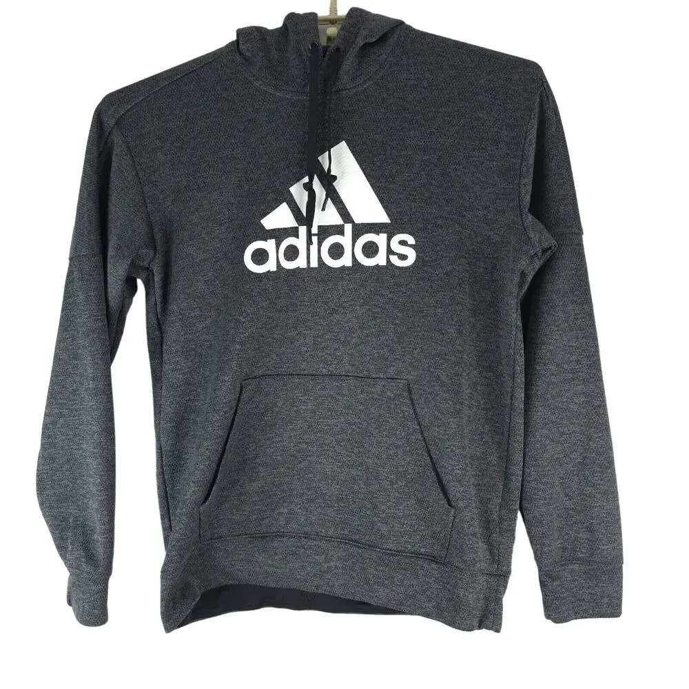Adidas Hoodie Mens M Gray‎ Climawarm Pullover Sweatshirt Center Logo Athleisure